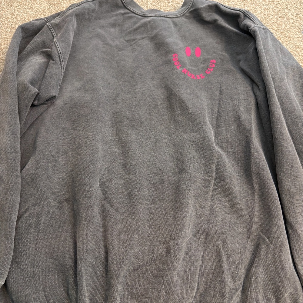 Comfort Colors Gray Sweatshirt with Pink Graphic Nurse